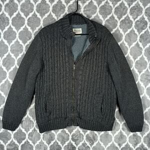Boston Traders Sweater Men XL Gray Sherpa Lined Full Zip Cold Weather